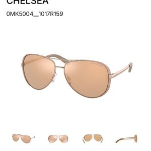 Michael Kors Chelsea Aviator Sunglasses - Rose Gold Frame with Rose Lenses